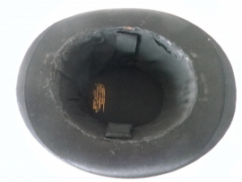 Brocante zwarte Chapeau-claque (inklapbare) oude hoge hoed in koffertje VERKOCHT