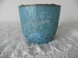 Turquoise glazen theelicht (klein)