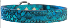 Dragon Skin leren Halsband Blauw