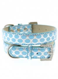 Blue Silver polka Dot Halsband met Lijn