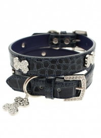 Blue Crocodile Diamant Bone Halsband met Lijn