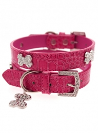 Legally Blonde Pink Crocodile Diamant Bone halsband met Lijn