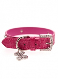 Legally Blonde Pink Crocodile Diamant Bone halsband met Lijn