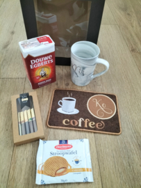 Mok onderzetter 'Coffee' geborduurd koffie pakket brown