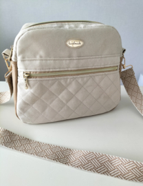 Luxe crossbody bag tas beige suede/ camel skaileer dames