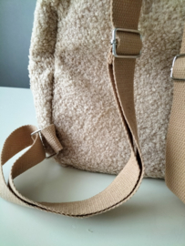 Rugzakje Teddystof beige met geborduurde naam