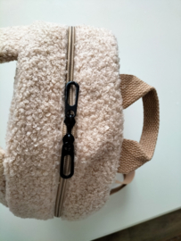 Rugzakje Teddystof beige met geborduurde naam