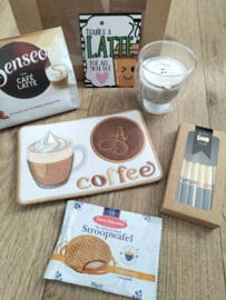 Mok onderzetter 'Coffee' geborduurd koffie pakket off white