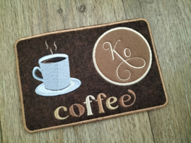 Mok onderzetter 'Coffee' geborduurd koffie pakket brown