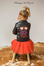 Applicatie zonnebril 'little miss sunshine' geborduurd glitter op jas