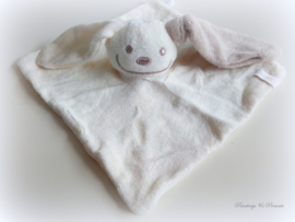 Knuffeldoekje ecru/ beige oortje met naam geborduurd gepersonaliseerd