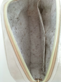 Luxe crossbody bag tas beige suede/ camel skaileer dames