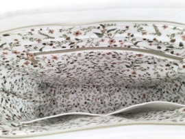 Boodschappen tas canvas met geborduurde bloemenletter initiaal mille fleurs
