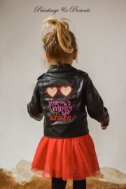 Applicatie zonnebril 'little miss sunshine' geborduurd glitter op jas