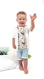Jongens shortsleeve/ vest crème Ducky Beau maat 68