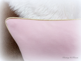 Kinderkussentje paard/ pony roze canvas met goud glitter verjaardagscijfer en naam geborduurd gepersonaliseerd