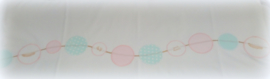 Ledikantlaken 120 cm x 150 cm 'Sweat dots' in wit - zacht roze - mint - goud met veren /feather/babyvoetjes/sweat dreams opdruk