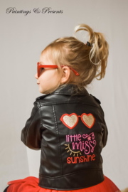 Applicatie zonnebril 'little miss sunshine' geborduurd glitter op jas