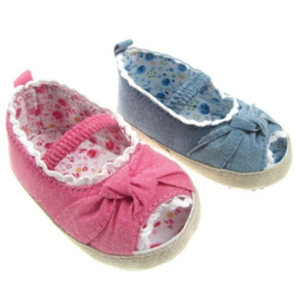 Babyschoentjes meisje denim roze/ denim blauw sandaaltje met open teentje