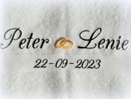 Handdoek wit huwelijksjubileum  45 jaar getrouwd