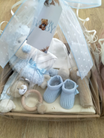 Cadeaupakket baby licht blauw/beige/ off white