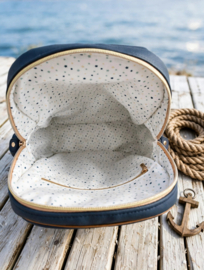 Rugzak jongens nautisch marineblauw kunstleer met geborduurde naam
