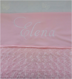 Babydeken wiegdeken babyroze met geborduurde naam (en datum) geboorte cadeau