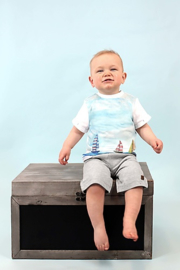 Jongens shortsleeve/ shirt wit bootjes Ducky Beau maat 68
