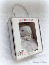 Knuffeldoekje hertje licht grijs/ donker grijs met naam geborduurd gepersonaliseerd