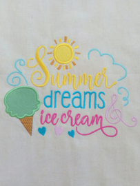 Naturel/ecru katoen tas met hengsel 'summer dream - ice cream' borduring