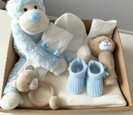 Cadeaupakket baby licht blauw/beige/ off white