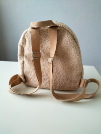 Rugzakje Teddystof beige met geborduurde naam