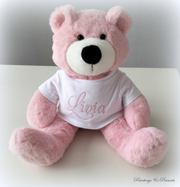 Knuffel beer roze/ geboorte / verjaardag / met naam geborduurd
