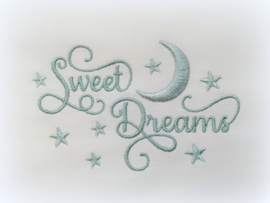 Wieglaken 75 cm x 100 cm in wit/ licht oud groen 'Sweet Dreams' geborduurd