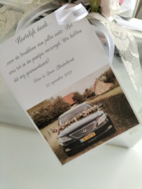 Bedank cadeau trouwauto huwelijk geborduurde handdoek washand set met naam zwart