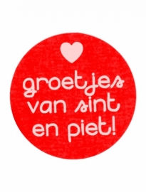 Stickers groetjes van sint en piet - rood