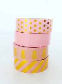Washi Tape - Pink Gold Foil Dots