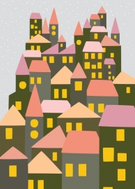 Winterkaart stad roze