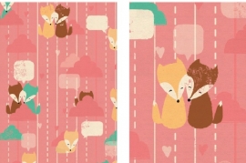 Pastel Wrapping Paper Foxes