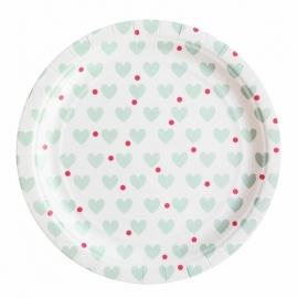Paper Plates - Aqua Hearts