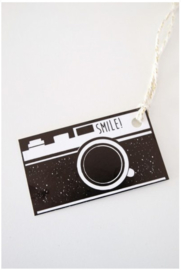 Gifttags Camera Smile - zwart