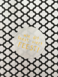 Stickers wie dit lees viert feest - Geel