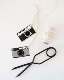 Gifttags Camera Smile - zwart