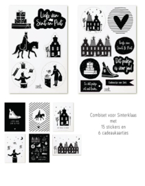 Set sintcadeaukaartjes + sintcadeaustickers