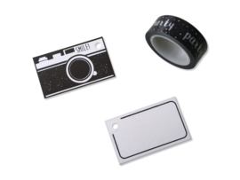 Gifttags Camera Smile - zwart