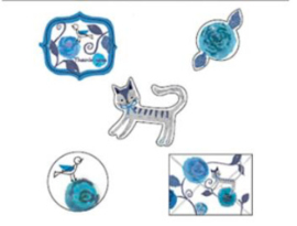 Shinzi Katoh stickers - blue cat