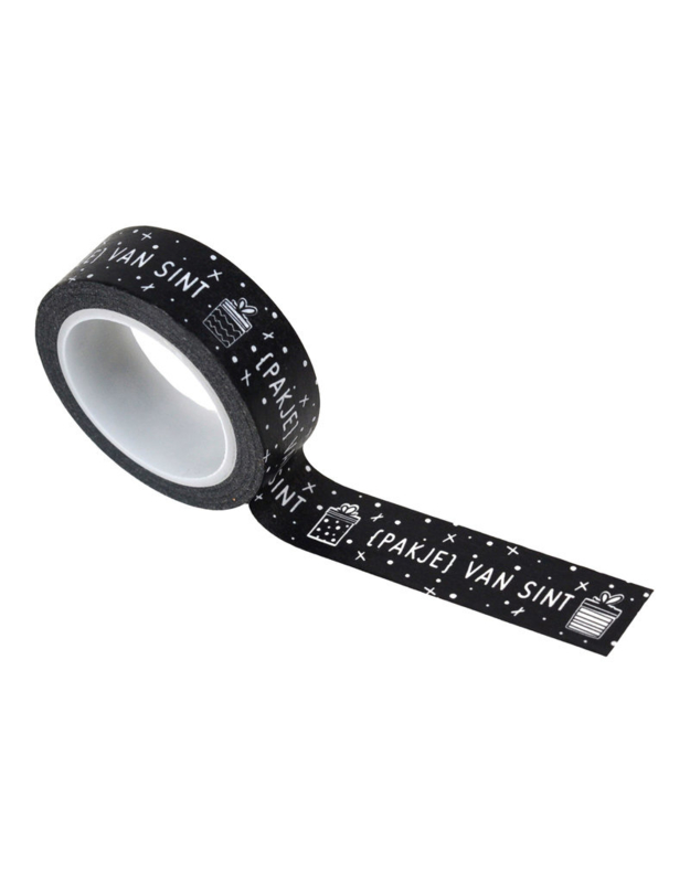 Masking tape Sinterklaas zwart met tekst pakje van sint