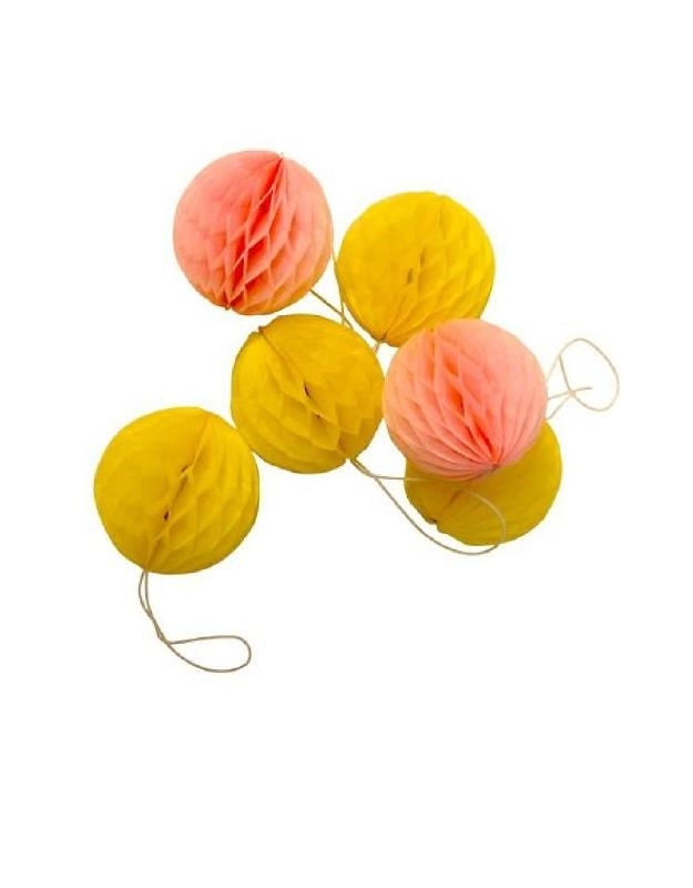Mini Honeycomb Balls Yellow/Pink