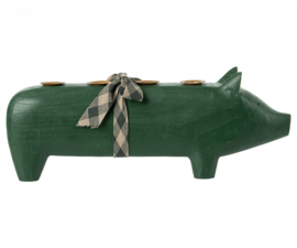 Maileg Pig candle holder, Large - Dark green