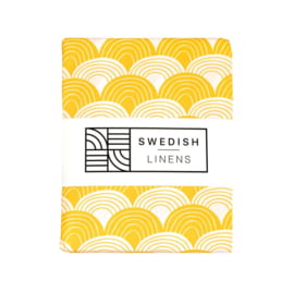 Swedish Linens RAINBOWS | Hoeslaken | 70x160cm | Mustard yellow